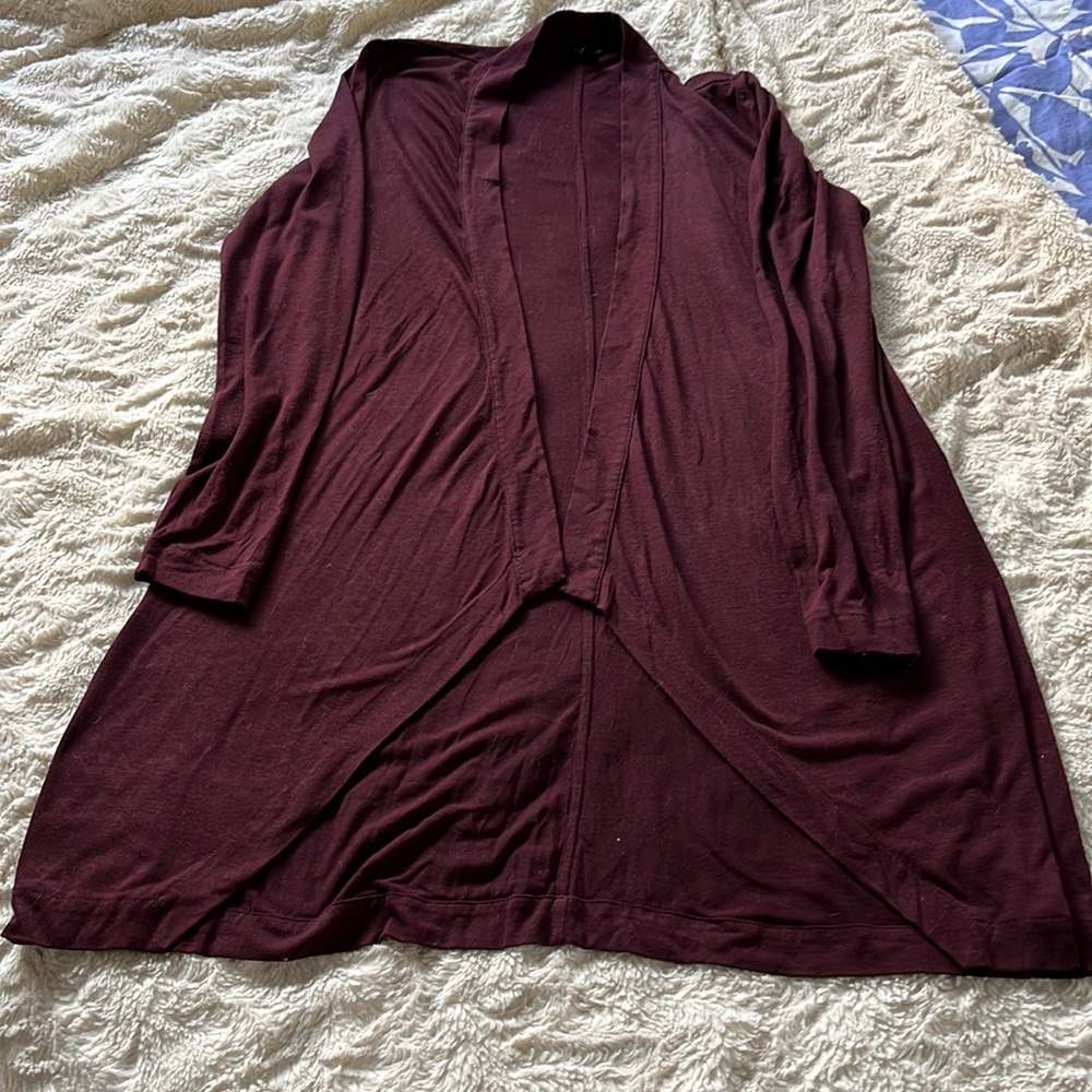 Ann Taylor Plum Purple Swing long Cardigan Size S